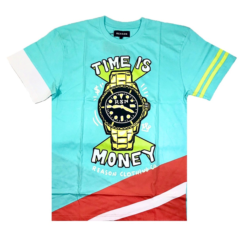 Men’s “Time is Money” t-shirt. Sizes M, and XL.